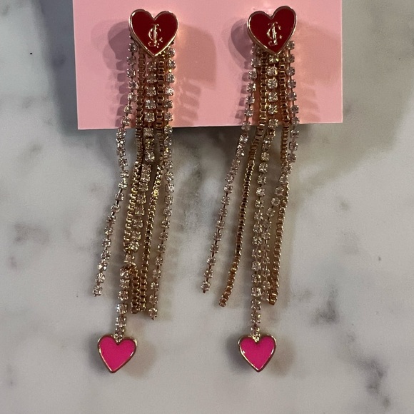 Juicy Couture Accessories - NEW JUICY COUTURE HEART JEWELED DANGLE EARRINGS NWT